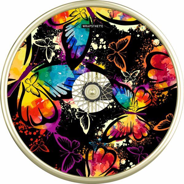 Wheelchair cover in black and coloured butterfly design